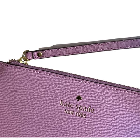 Kate Spade New York Wristlet Wallet Pink Violet Leather Zip Clutch  NWT - Picture 4 of 8